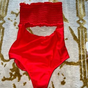 ElleJay 1 peice red bathing suite.